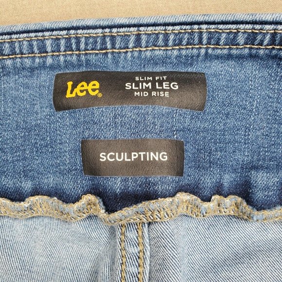 Lee Slim Fit Slim Leg Mid Rise Size 8 Short Women Sculpting Blue Jeans - Picture 7 of 9